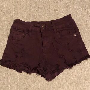 Maroon Denim Shorty Short Destructed Size 00